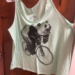Panda Graphic Mint Tank Top